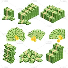 一大捆的纸币。1 .装满现金。把钱存在银行里。