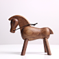 北欧风格原木雕木马摆件木制工艺品创意家居小摆件木质生肖马礼物