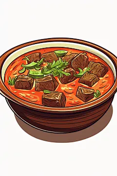 肉类食物养生羊肉汤美食插画