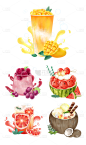 2309SC-素材组合-手绘-水果甜品饮品美食贴纸