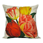 Golden Hill Studio - Tulips Throw Pillow Case, With Insert - A wonderful pillow case with insert of an antique botanical image of pretty tulips from the 1800's.  Heartwarming and lovely. Carefully crafted with a hidden zipper for ease of cleaning.