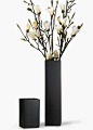 9- and 21in Matte Black Square Ceramic Vases (shown w/ Magnolia branches) jamaligarden.com awesome website STM: 