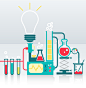 创意化学器皿背景矢量素材，素材格式：AI，素材关键词：烧瓶,器皿,化学,试管,实验