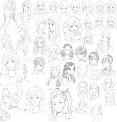 #绘画学习# 元气少女的马尾辫、大叔的平头，上百种动漫设计发型参考，更显人物性格，转需吧~