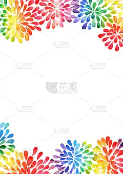 彩虹七彩花瓣花形水彩手绘背景。