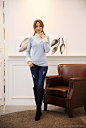 蕾丝领口装饰毛茸茸收口针织衫 : Romantic & Trendy Looks, Styleonme
