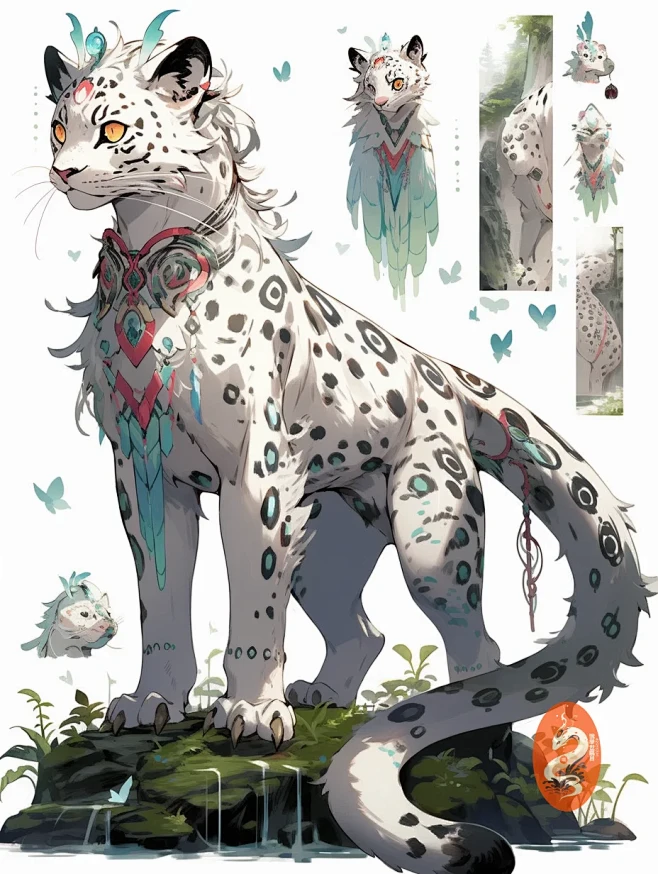 【山海经：孟极】白色大猫 雪豹