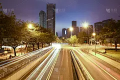 夜晚,建筑,路,城市,极简构图,背景聚焦,主干路,汽车赛道,拱廊,林荫路