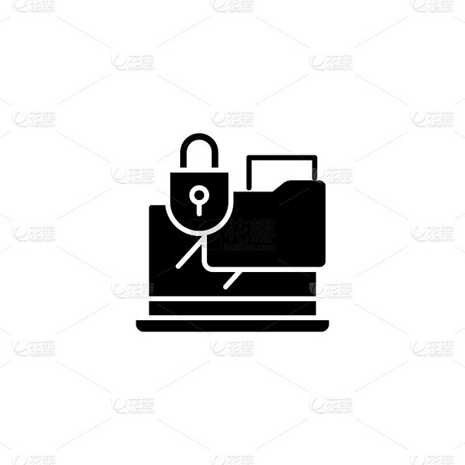 机密文件黑色图标概念。机密文件平矢量符号、符号、说明。