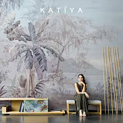 东南亚手绘芭蕉叶个性壁画电视背景墙壁纸客厅沙发无缝定制墙布-淘宝网