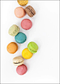 Colorful macaroons on white styled stock photography by Shay Cochrane http://www.shaycochrane.com for the SC Stock Shop: https://www.etsy.com/shop/SCstockshop