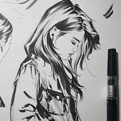 韩国人物插画艺术家
Diver
以下是他平常绘画工具：
日本百乐针管笔、
德国STAEDTLER施德楼、
Faber- castell 中性笔等 ​​​​