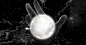 Human hand holding moon