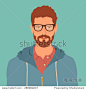 flat hipster character. stylish young guy with glasses. avatar icon. man vector illustration. eps10