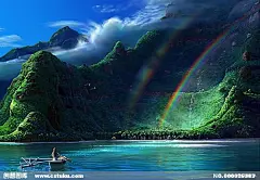 山水风景/碧海彩虹/桌面/日历壁纸