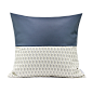 藏青色纯色皮质米色几何图案拼接靠垫抱枕现代简约轻奢样板房床品-淘宝网
