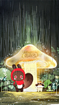 雨中的菇菇站。《松松兔》-罗殷rabbit