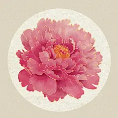 河南洛阳牡丹花-河南省美食小吃土特产河南文旅手绘插画