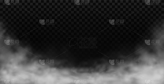 烟的背景。逼真的白色雾漩涡下边框，透明的云物质，漩涡软雾效果纹理，雾效果幻雾背景矢量隔离效果素材-花瓣网