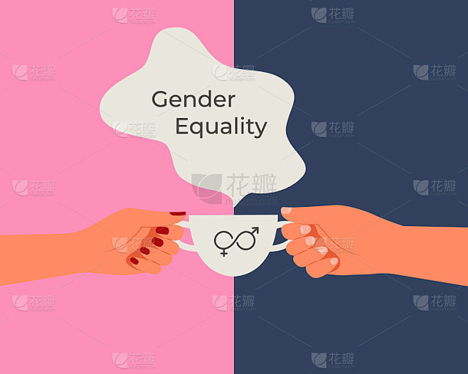 性别平等。男女平等权利观念。矢量插图平面风格。
