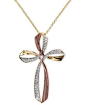 Pave Rose by EFFY Diamond Triple Cross Pendant (1/6 ct. t.w.) in 14k Gold and Rose Gold