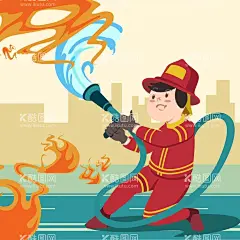 消防员  - 源文件下载【酷图网】手绘,插画,线条,消防,防火,人物,