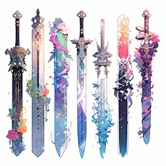 国风仙侠武器设定素材 PNG透明 游戏武器插画概念设计图 临摹资源-淘宝网