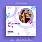 Social media post for women's day and square flyer or web banner template design