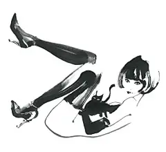 水墨效果女性人物插画设计_国际艺术界