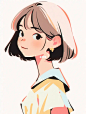 【#插画风头像#】MidJourney生成可爱女孩头像