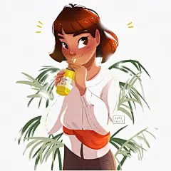 Sara Faber绘画了卡通萌妹子插画