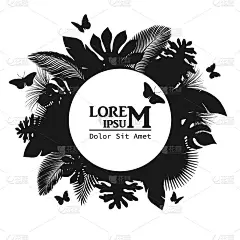 用剪影热带树叶的文本空间签名