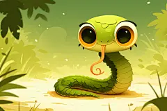 可爱吐舌头蛇年蛇可爱小青蛇插画