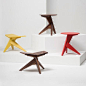 意大利Mattiazzi品牌家具-角木凳子和桌子，由一个倾斜的支持是稳定两个腿伸出来---酷图编号1048853