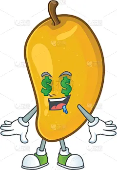 芒果,熟的,性格,卡通,白色,动物眼睛,可爱的,清新,食品,维生素