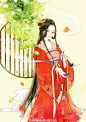 ｛纤纤素手描红妆，蝶恋胭脂香。花容貌，青丝长，引得春藤探轩窗。｝古风手绘美人