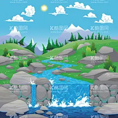 卡通风景漫画  - 源文件下载【酷图网】卡通风景漫画,卡通背景图,卡通河流,山,蓝天,卡通花草,背景图,手绘森林,草地,卡通森林,下雨,四季图,童话世界,山水画,设计素材,手绘场景,自然风景,手绘风景,花丛,树木,河流,小溪,黄昏,夏季,春季,装饰画,风景,美人鱼,场景设计,卡通场景,动漫动画,风景漫画