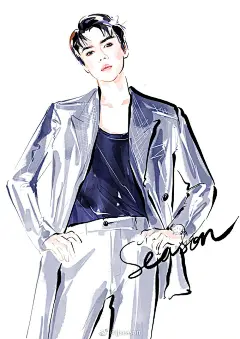 #jjseason插画# ----- 吴世勋 @wu世勋-EXO 帅气 @时尚COSMO 4月刊封面 #season明星插画# ​​​​
