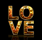 love金色亮片艺术字矢量素材，素材格式：AI，素材关键词：艺术字,金色,LOVE,亮片