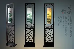 景德镇薄胎陶瓷灯 墙纹格手绘落地灯 实木古典中式高端客厅卧室灯-淘宝网