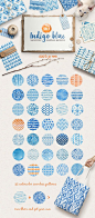 36 watercolor indigo blue patterns by Tasiania on Creative Market: 