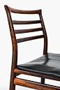 Erling Torvits dining chairs : Rare set of 6 dining chairs designed by Erling Torvits Produced by Sorø stolefabrik in Denmark Rosewood and original black leather Good vintage condition, with signs of usage and patina 1960’s Mid …