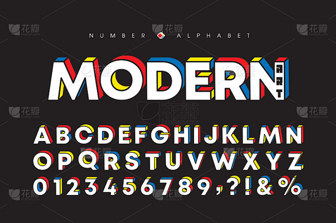 3D现代艺术字体/字母和数字集