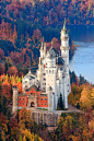 Neuschwanstein Castle in Autumn colours, Allgau, Bavaria, Germany _房间素材图片即古建筑采下来 #率叶插件，让花瓣网更好用#