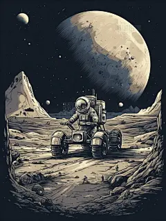 手绘航空航天宇宙扁平插画