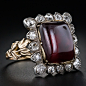 Early Victorian 18kt gold garnet and diamond ring.
