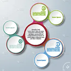 信息图表设计，彩色链，白色圆圈，3个选项