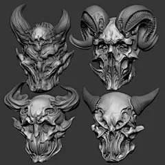 骷髅造型探索_刘同峰作品_角色/人物/生物_CG模型网