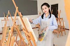 画室教室艺术绘画老师女性人物摄影图片