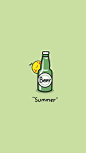 油爆叽丁SUMMER系列简约插画手机壁纸啤酒